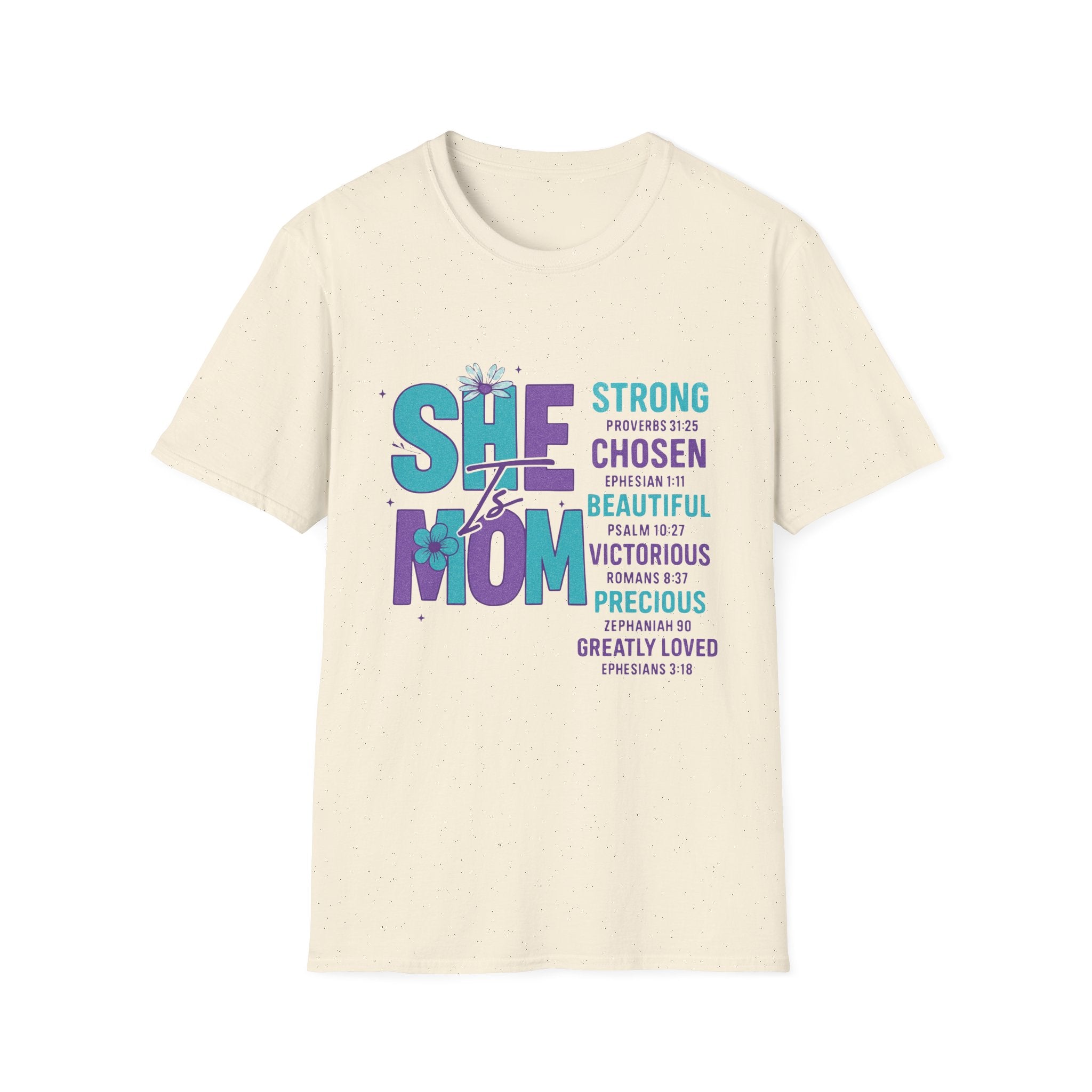 She Is Mom Inspirational T-Shirt – "She Mom" Bible Verse Faithful Gift for Mothers