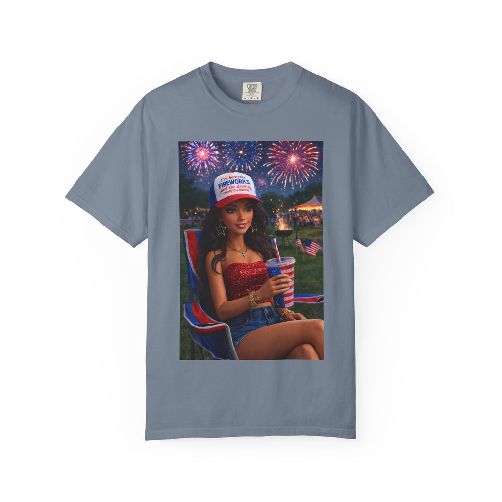 Independence Day Patriotic Graphic T-Shirt — 'Pretty Petty' Fireworks Design