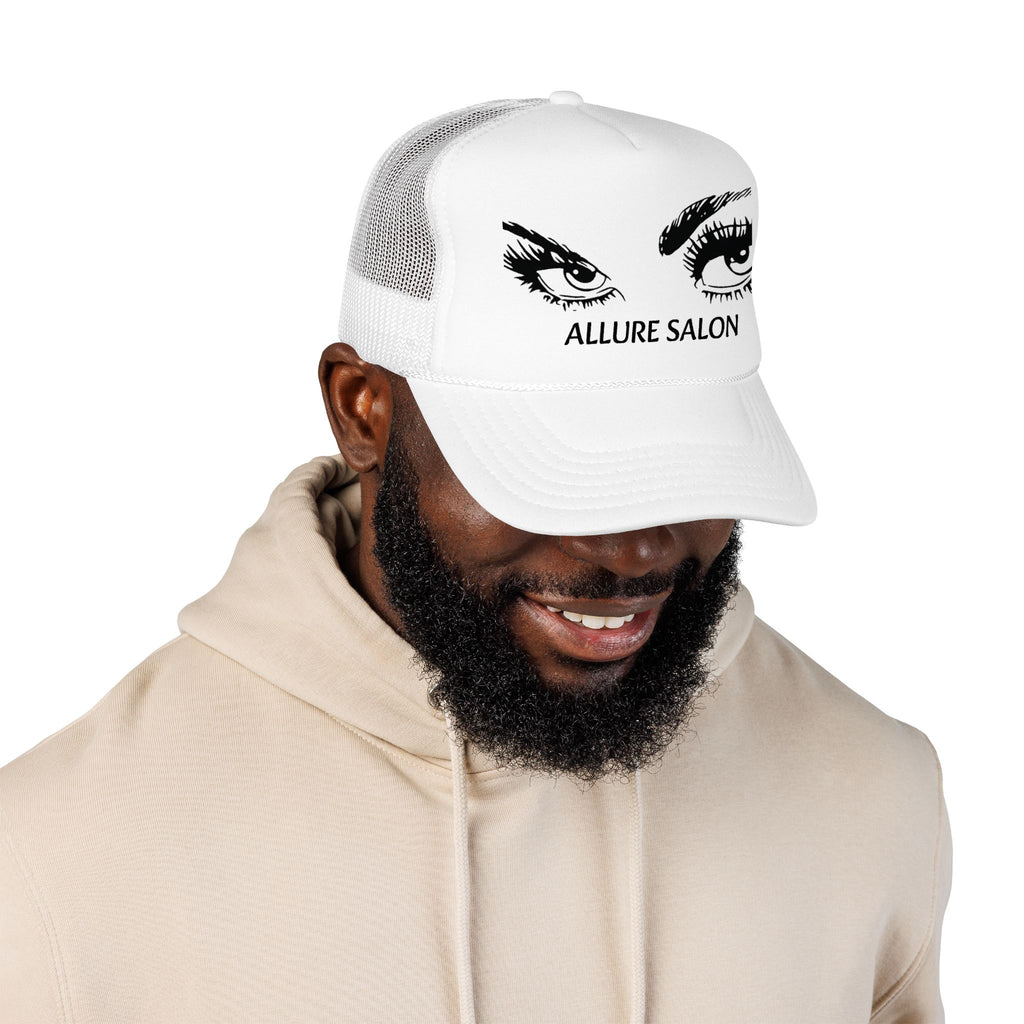 Allure Salon Trucker Hat — Embroidered Eye Logo Foam Cap
