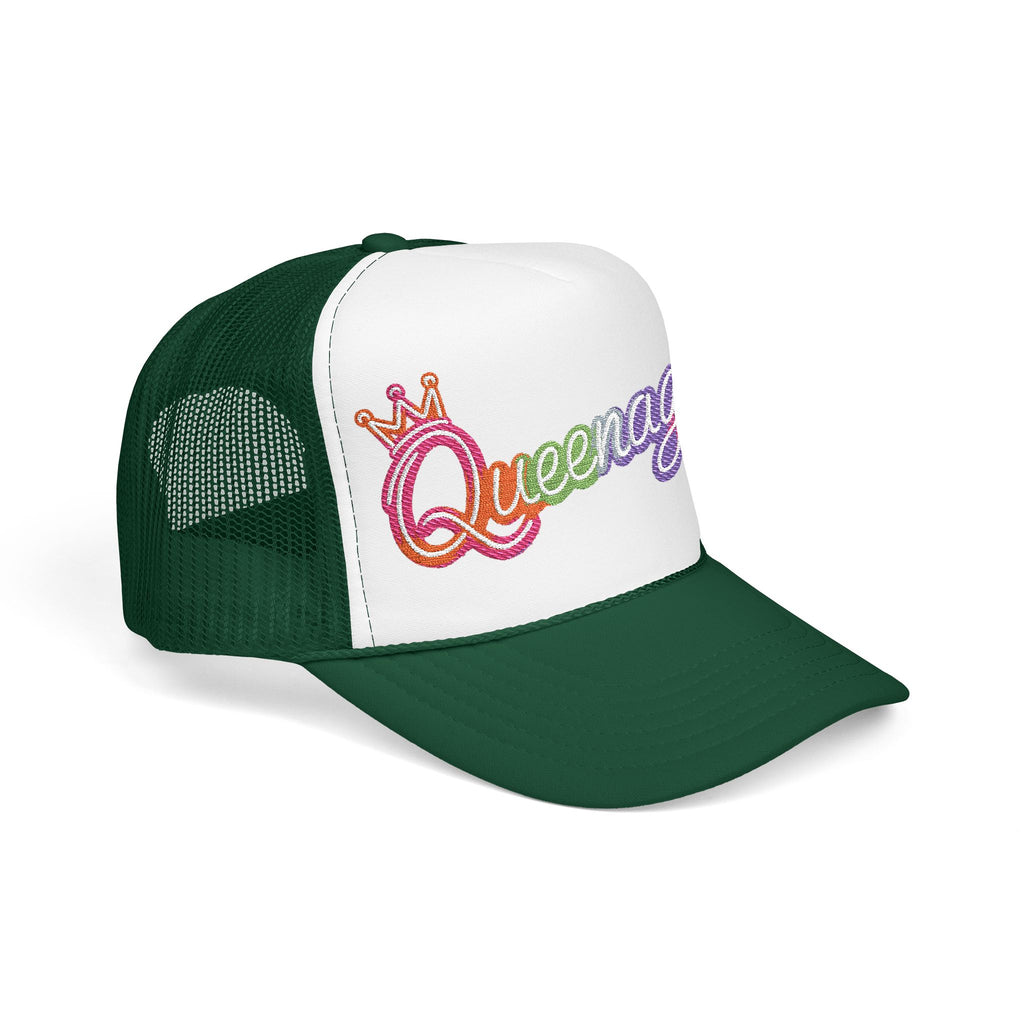 Queentager Trucker Hat — Glitter 'Queenager' Foam Mesh Cap
