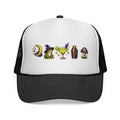 Witchy Icons Trucker Hat — Moon, Frog, Potion & Mushroom Design
