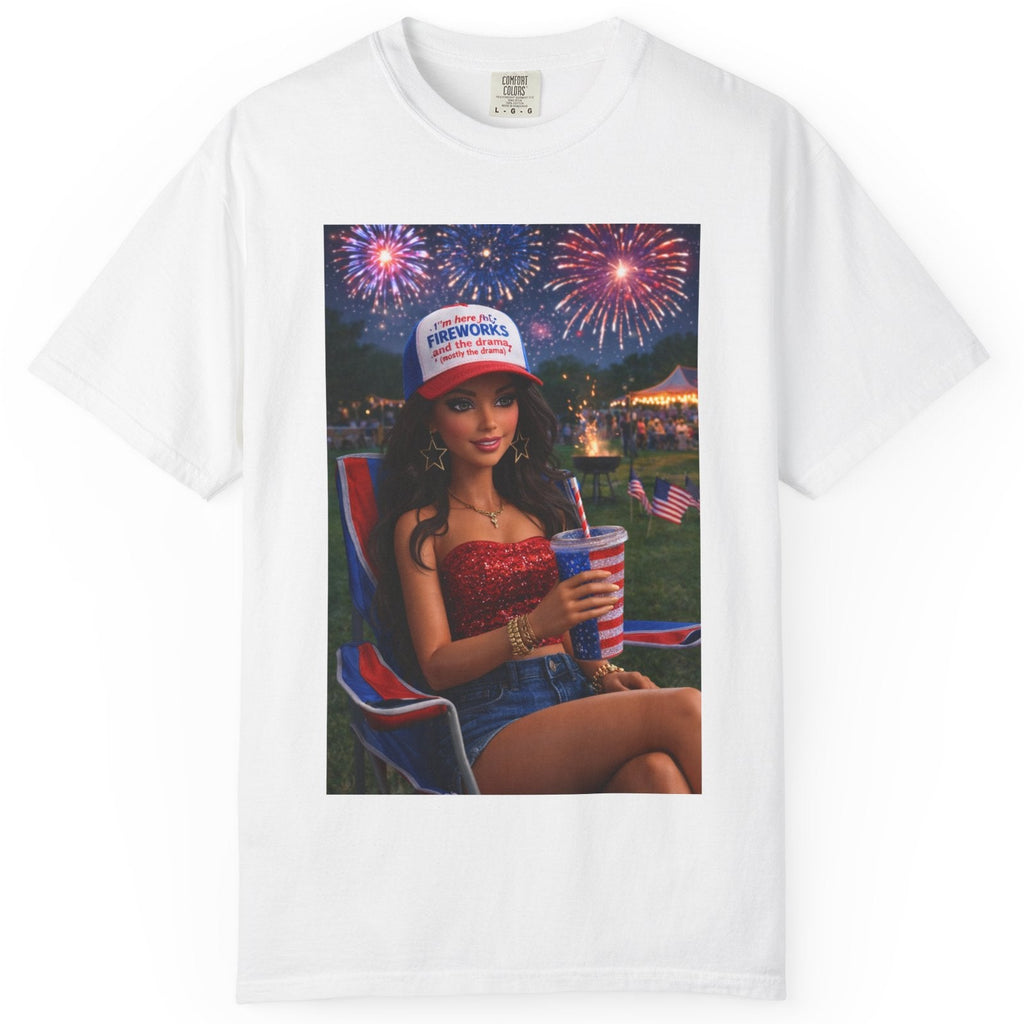 Independence Day Patriotic Graphic T-Shirt — 'Pretty Petty' Fireworks Design