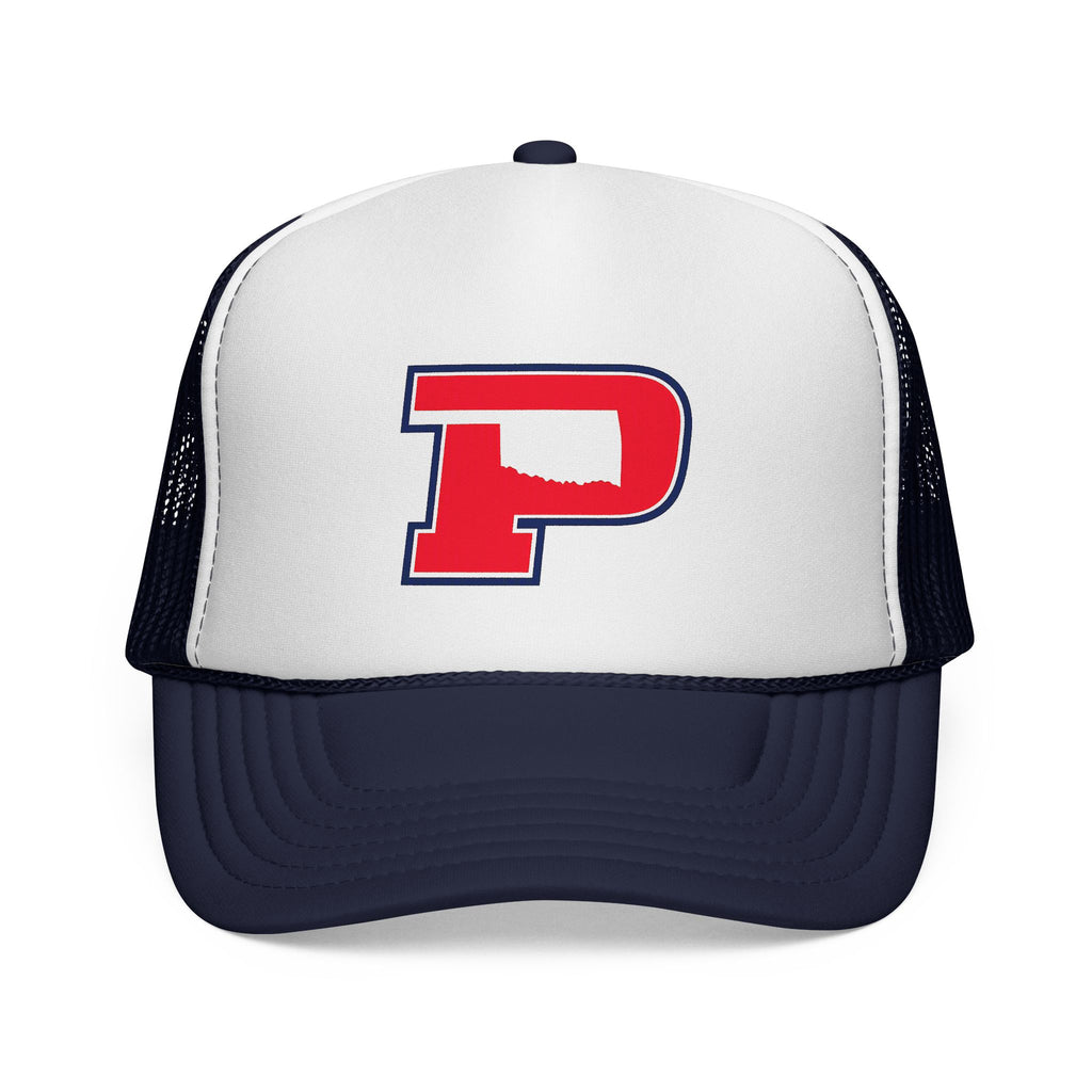 P Letter Trucker Hat - Vintage Red & Navy Patch Cap