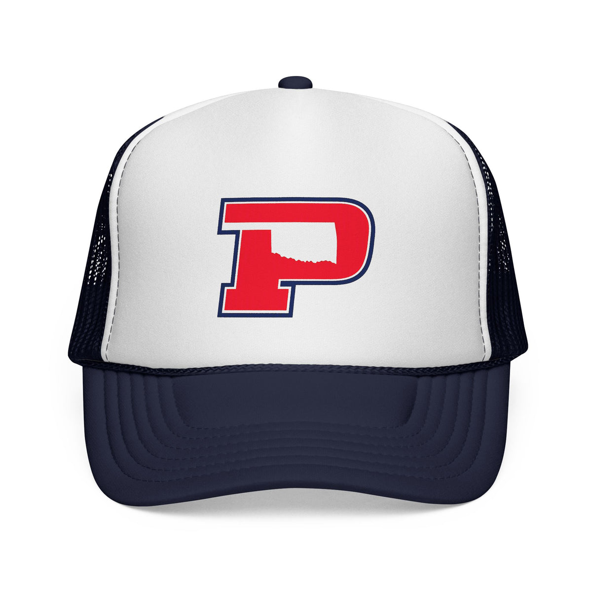 P Letter Trucker Hat - Vintage Red & Navy Patch Cap