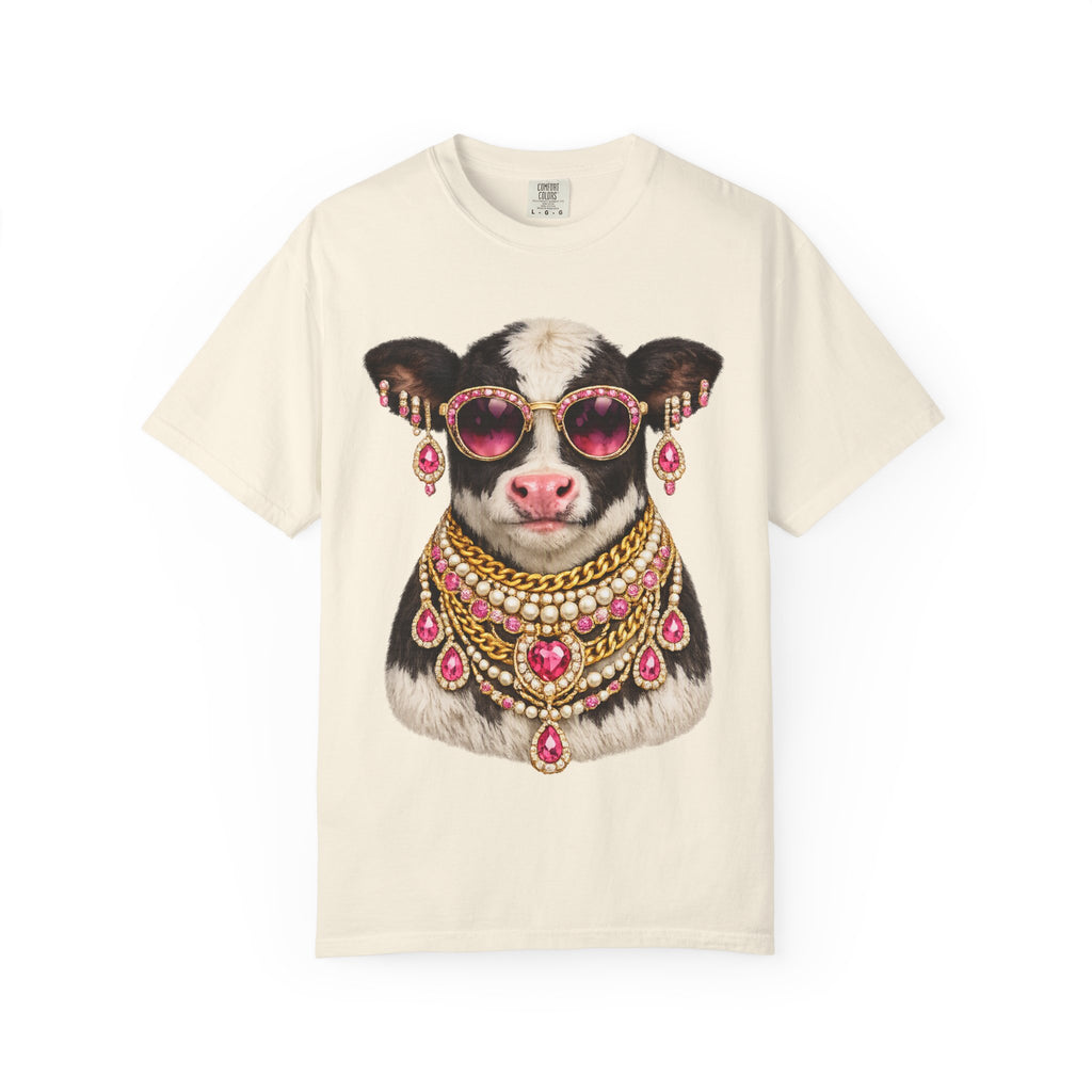 Cow Wearing Sunglasses and Jewelry Graphic T-Shirt