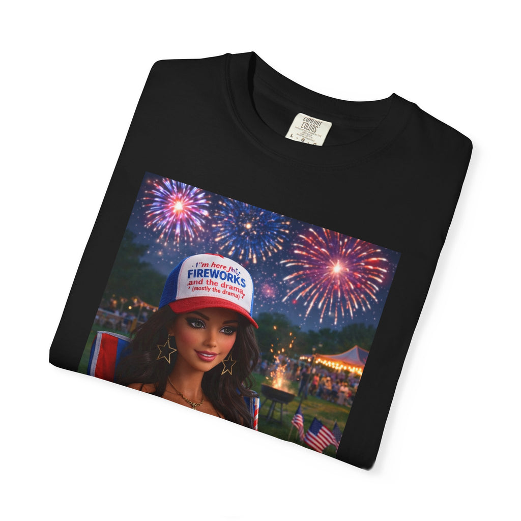 Independence Day Patriotic Graphic T-Shirt — 'Pretty Petty' Fireworks Design