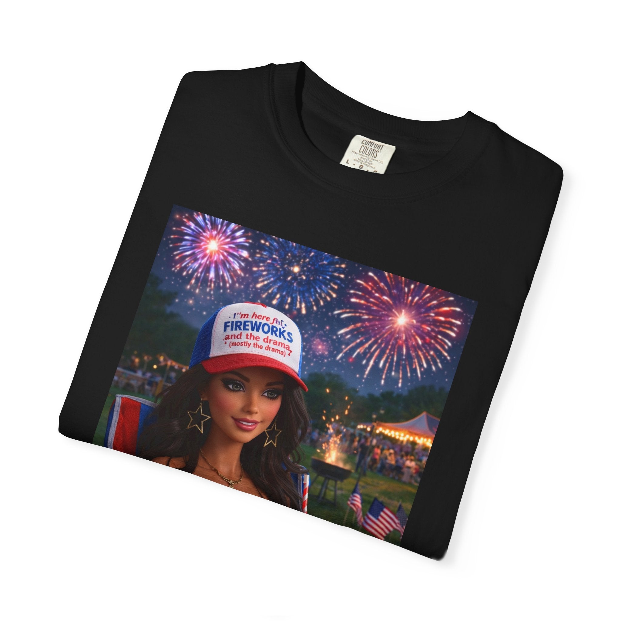 Independence Day Patriotic Graphic T-Shirt — 'Pretty Petty' Fireworks Design
