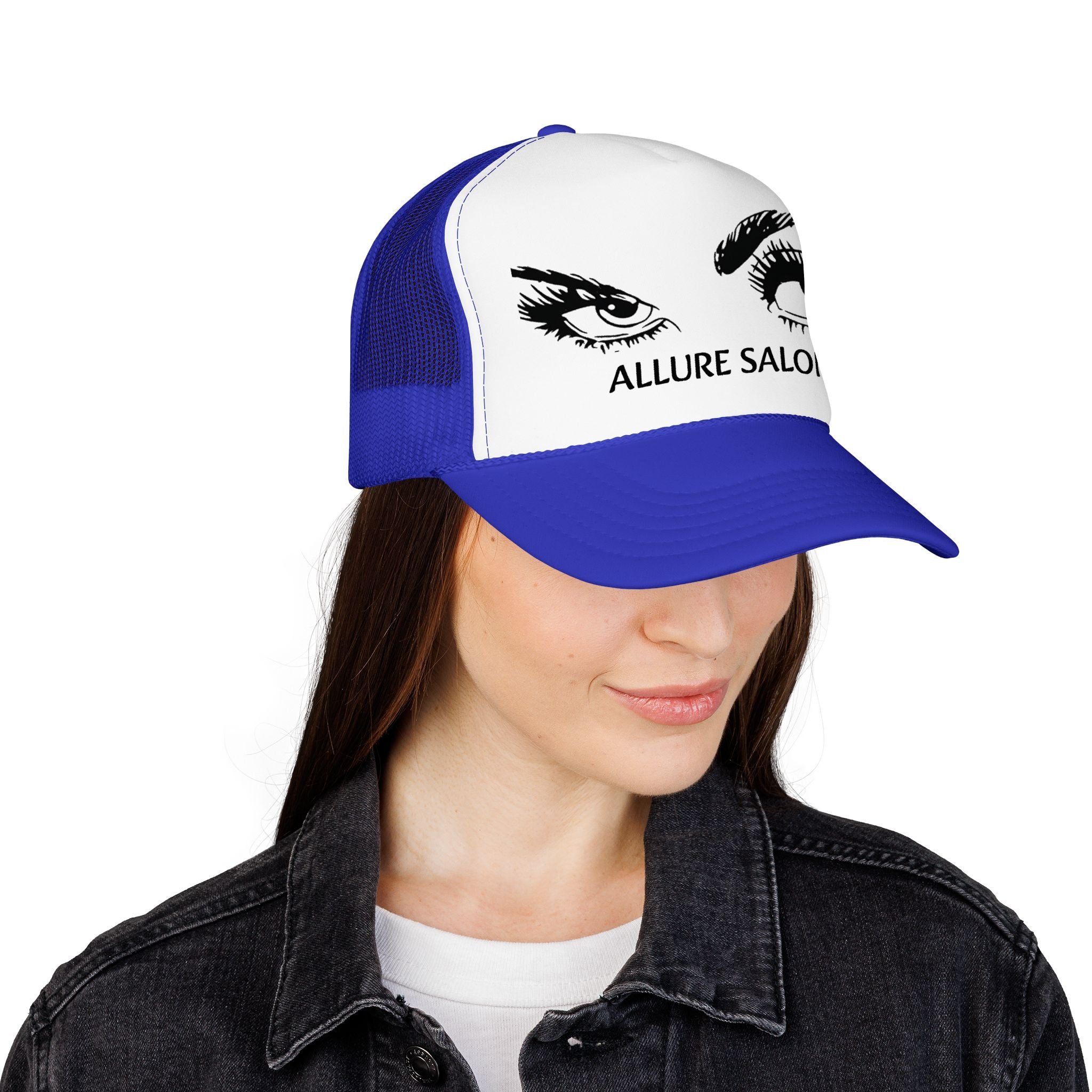 Allure Salon Trucker Hat — Embroidered Eye Logo Foam Cap