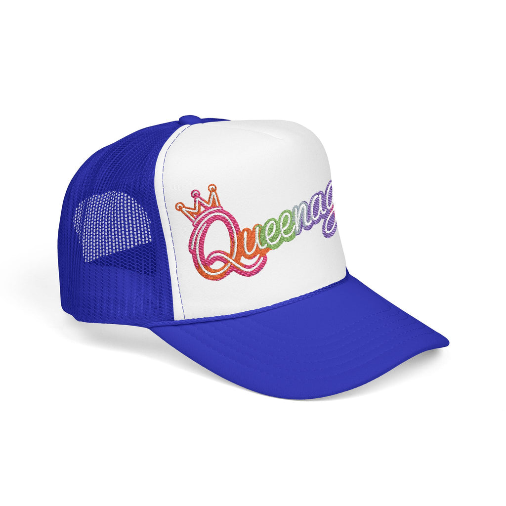 Queentager Trucker Hat — Glitter 'Queenager' Foam Mesh Cap