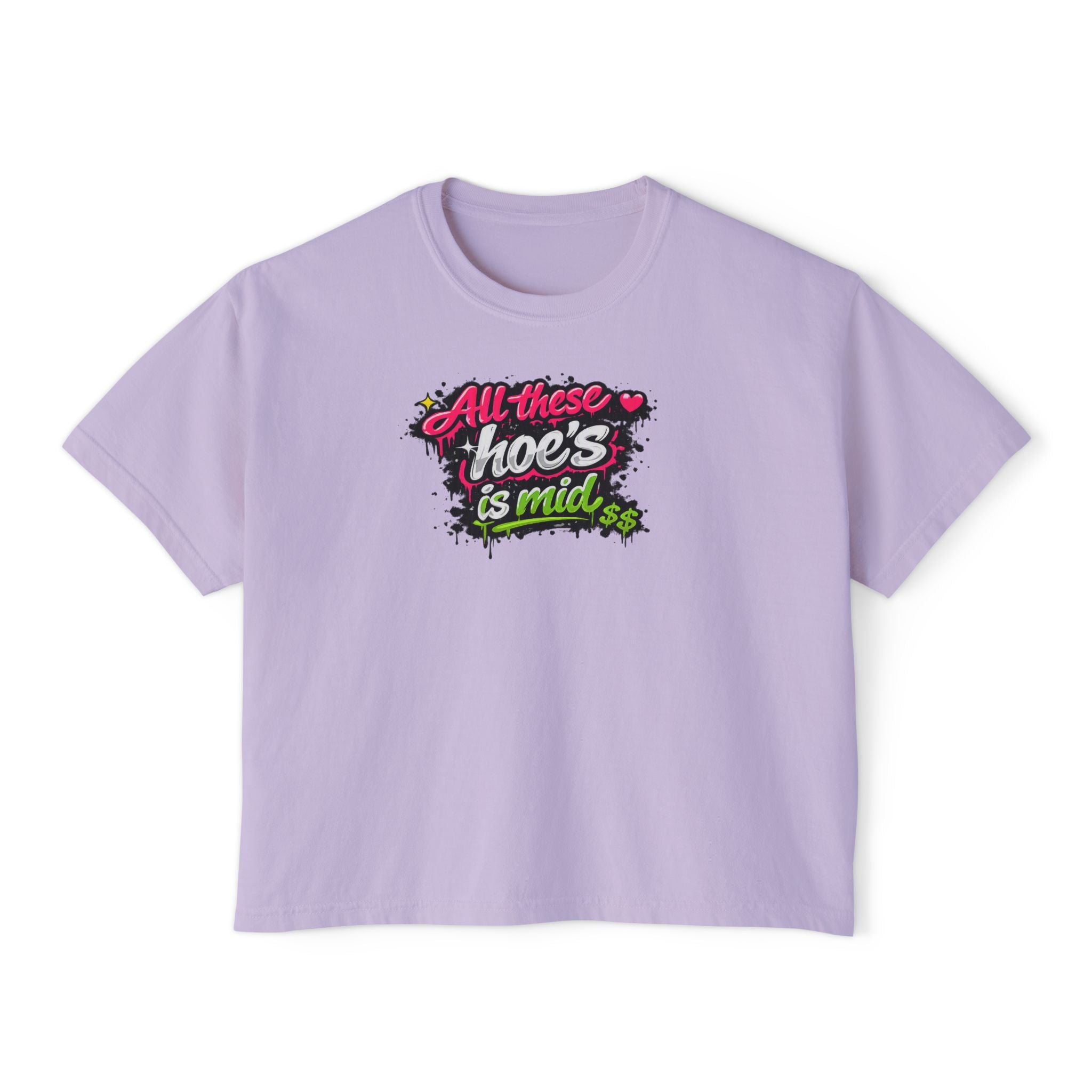 All These Hoe's Is Mid Boxy Tee — Funny Graphic Women's Cropped T‑Shirt