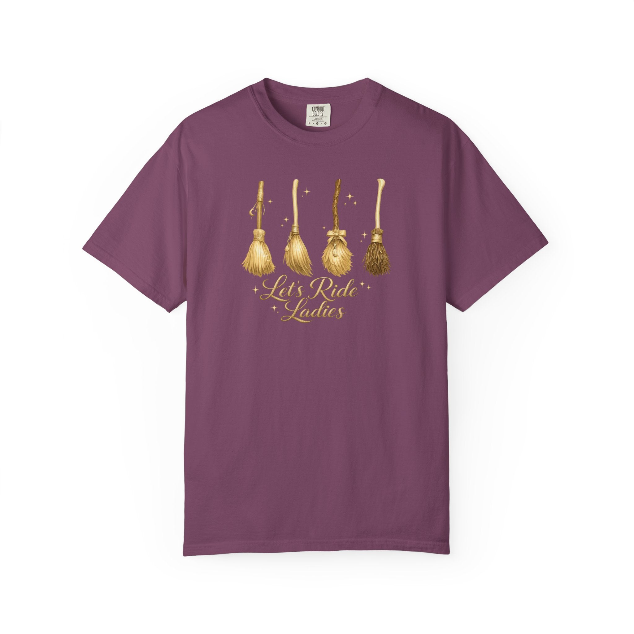 Let's Ride Ladies T-Shirt — Vintage Gold Riding Crop Equestrian Tee