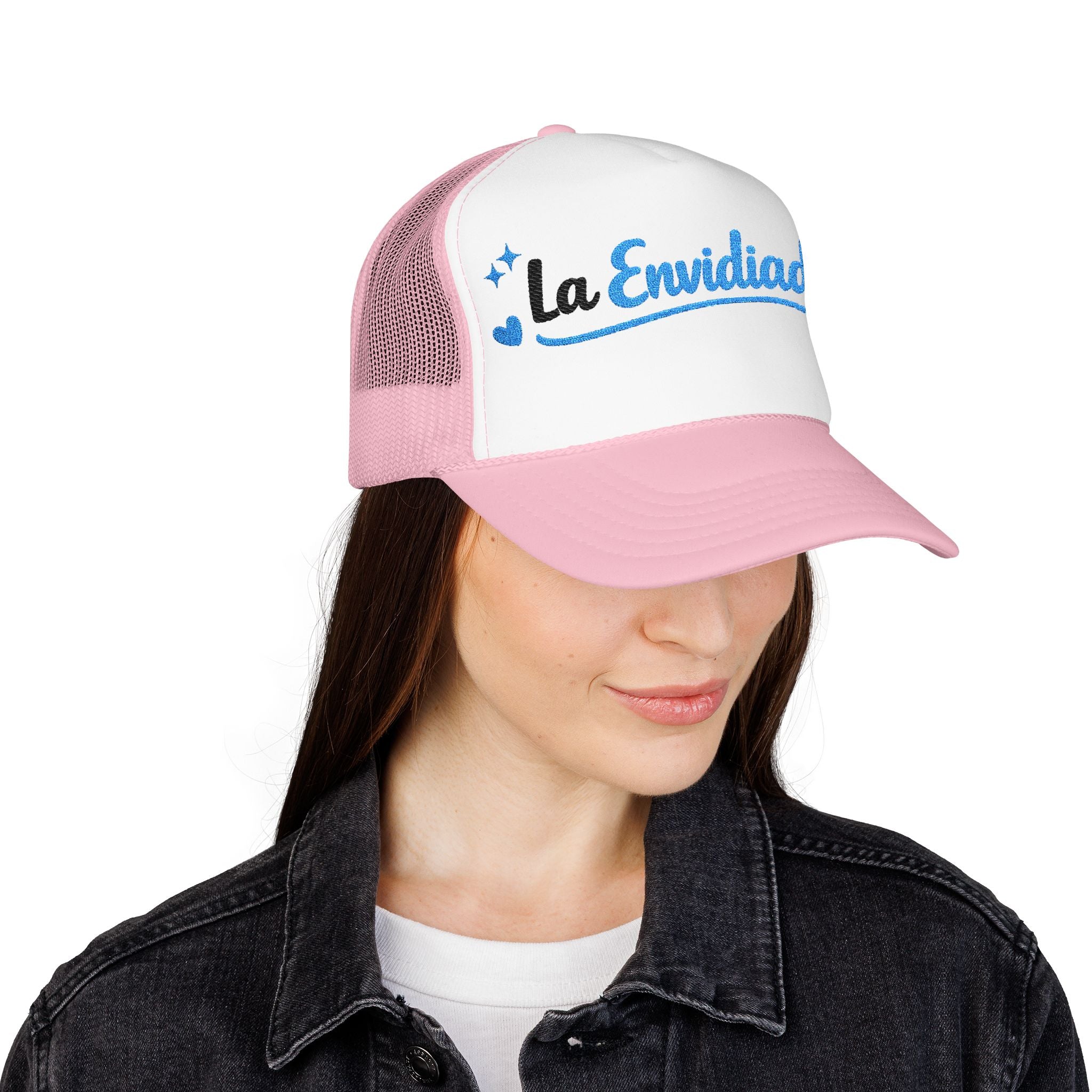 Emocionada Script Trucker Hat — Blue Glitter "La Envidiada" Foam Cap