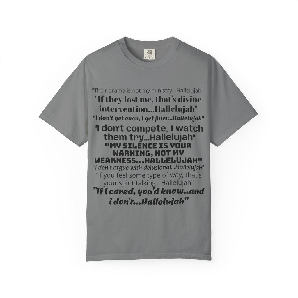 Petty Quote T-Shirt — "Hallelujah" Typography Tee with Back Logo