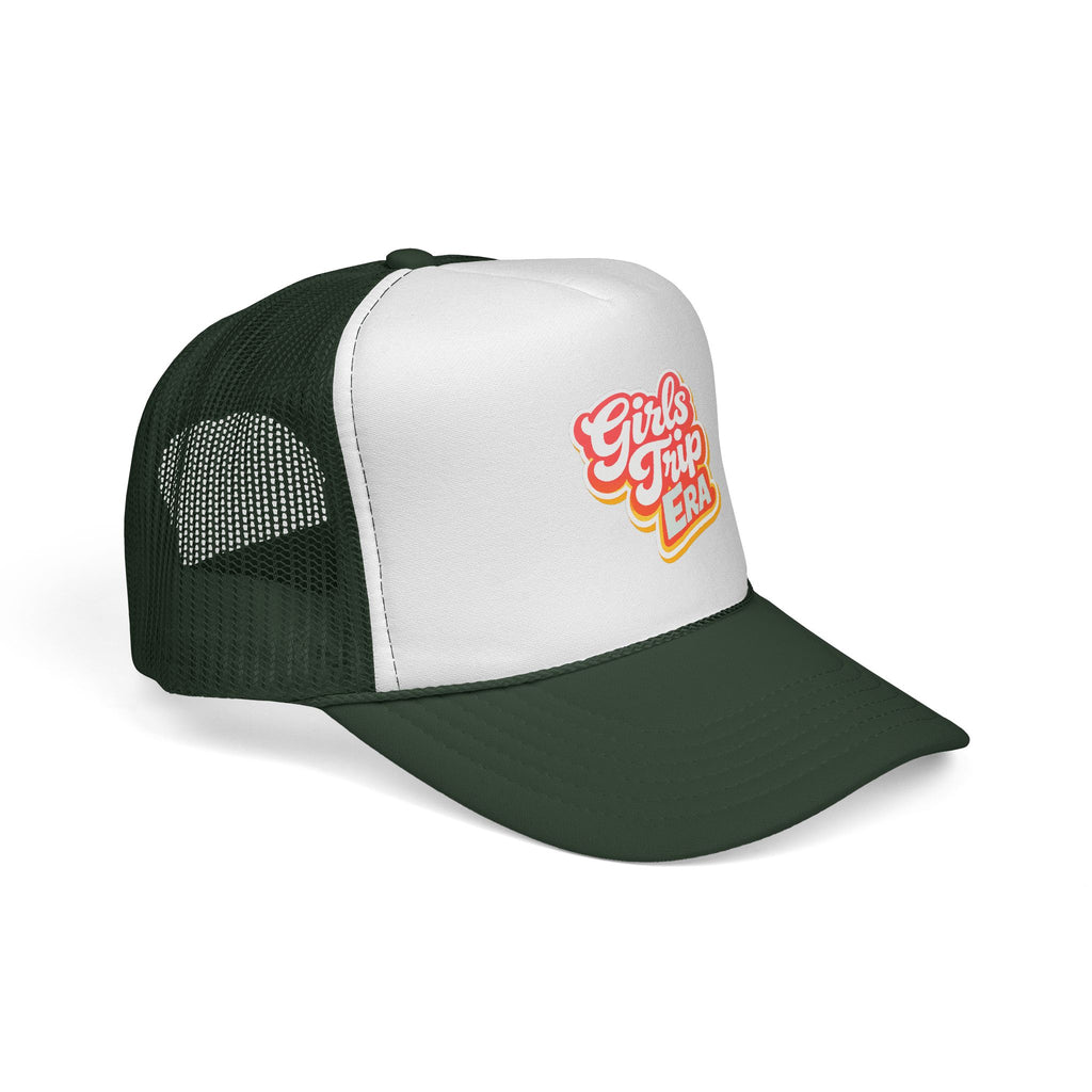 Girls Trip Era Trucker Cap — Retro Script Mesh Hat for Bachelorette & Travel