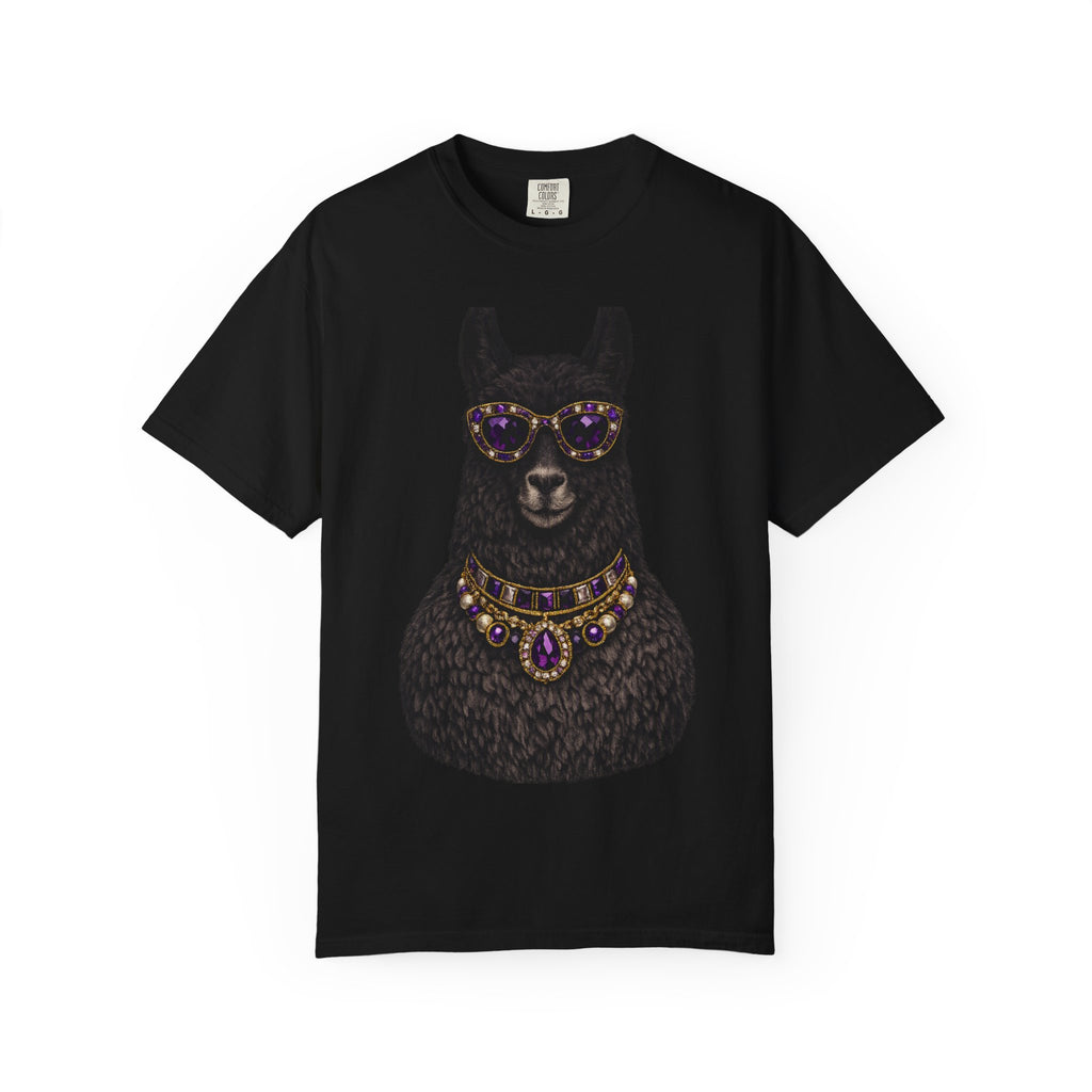Mystical Llama Sunglasses Garment-Dyed T-Shirt