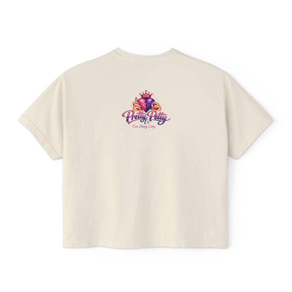 Queen Vibes Boxy Tee — "Pretty Pretty" Crown Graphic Women's Crop Shirt
