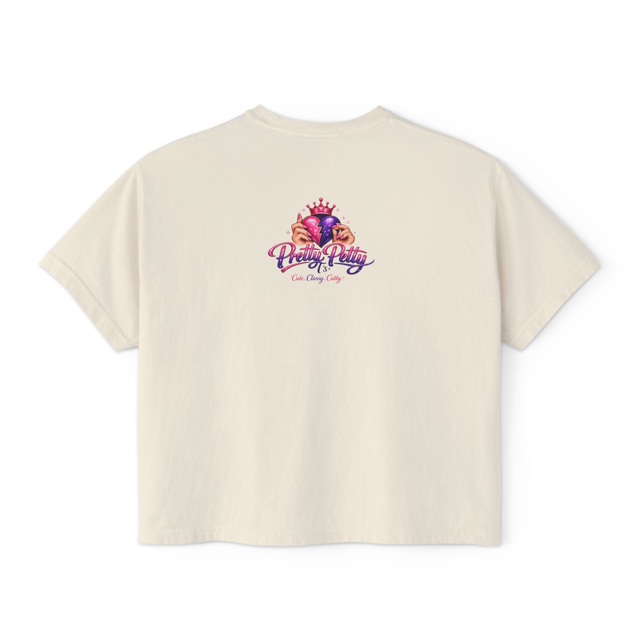 Queen Vibes Boxy Tee — "Pretty Pretty" Crown Graphic Women's Crop Shirt