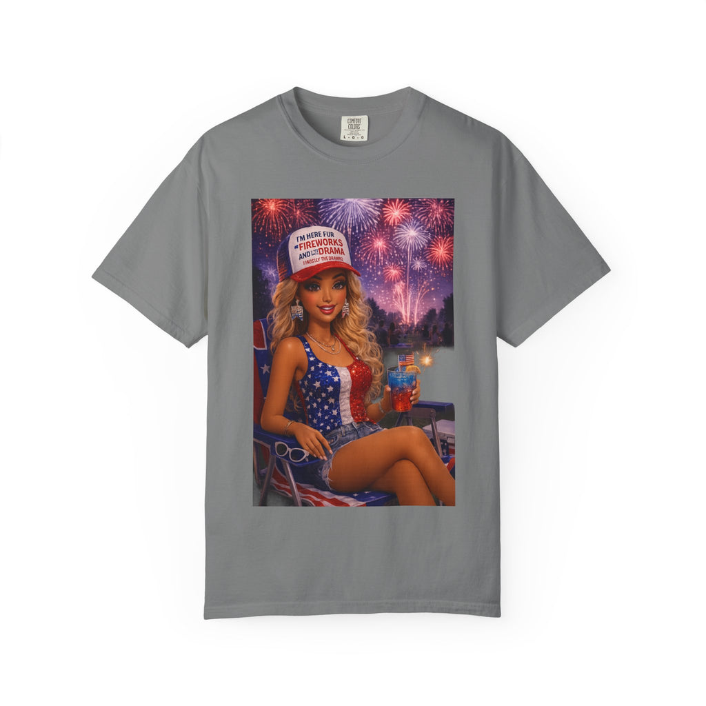 Patriotic Pin-Up Tee — "Make America Fun Again" Fireworks Fourth of July T-Shirt