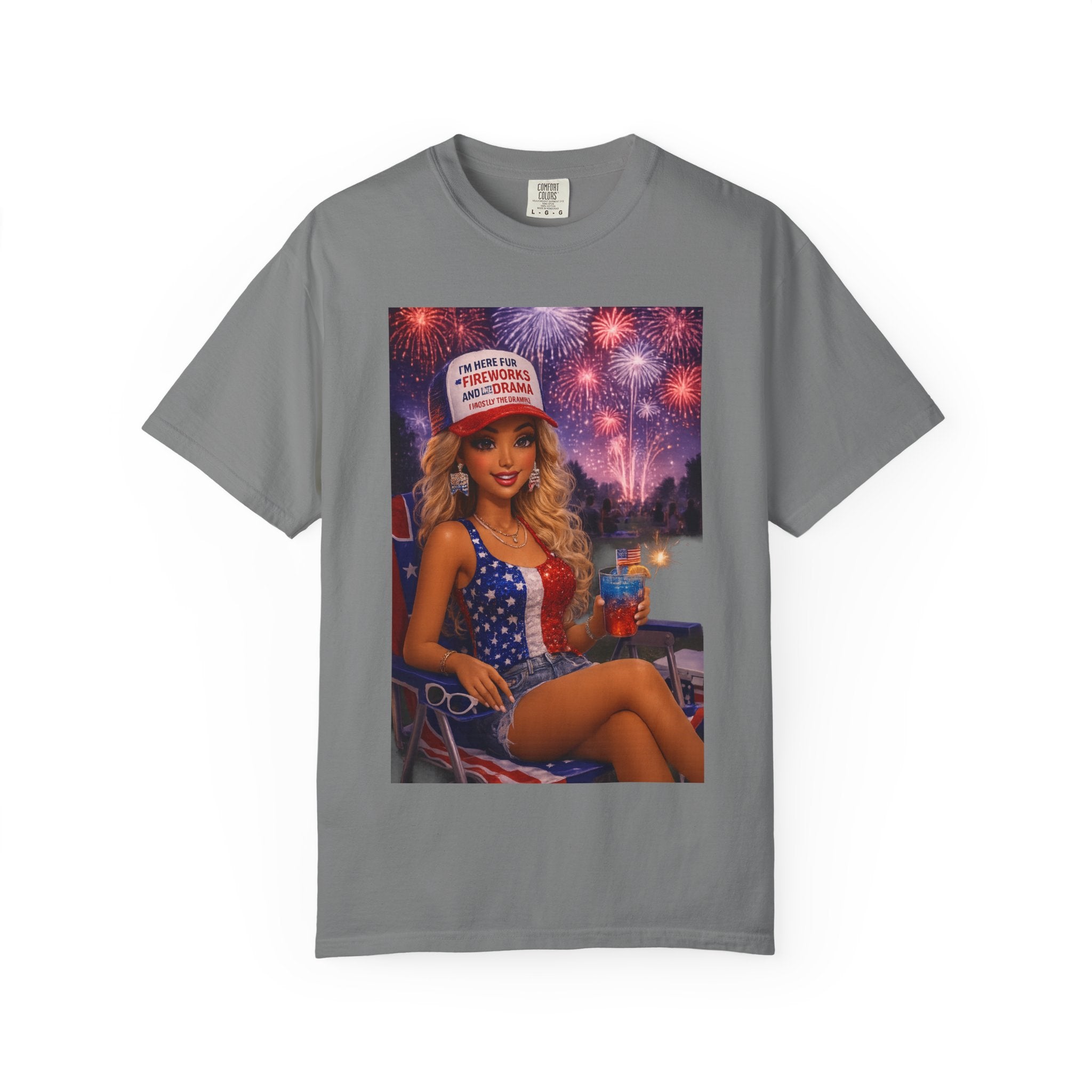 Patriotic Pin-Up Tee — "Make America Fun Again" Fireworks Fourth of July T-Shirt