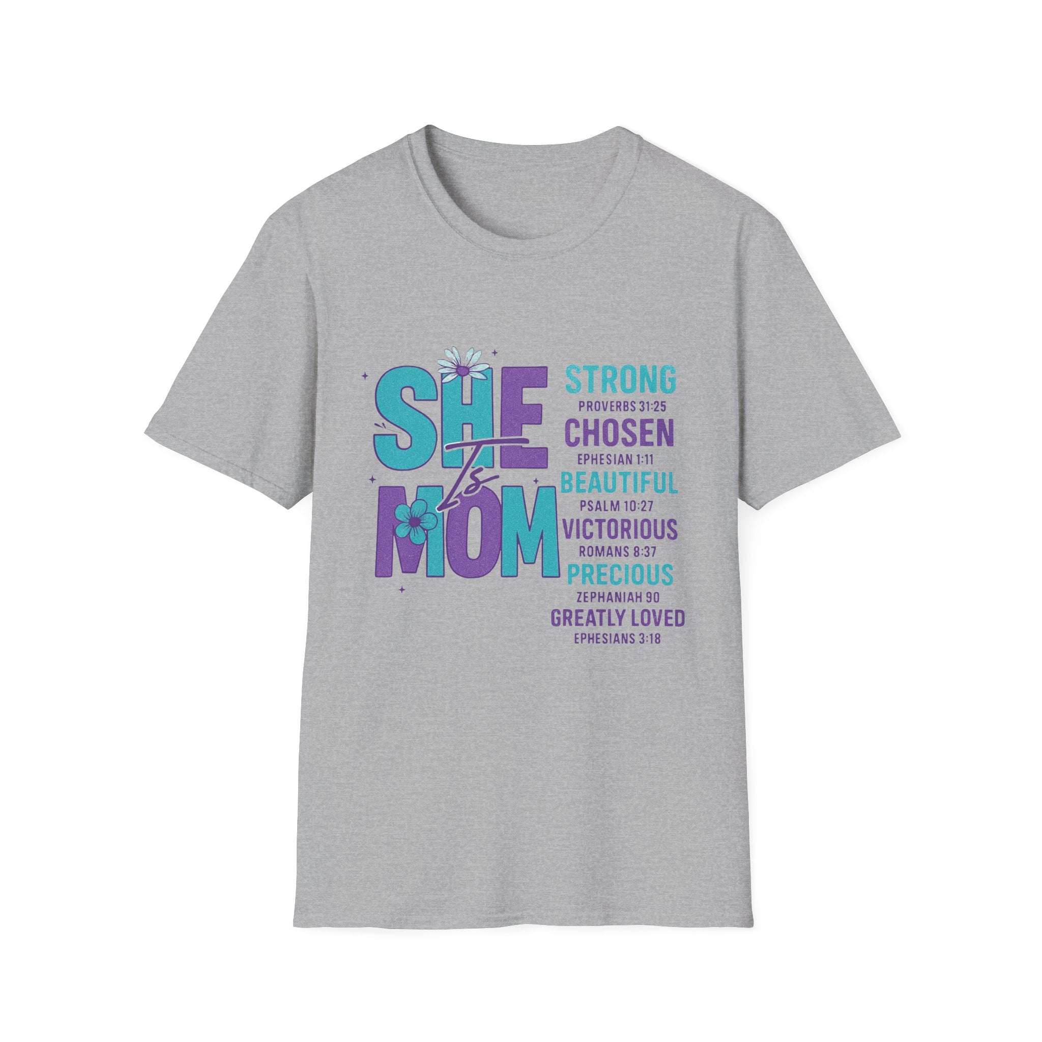She Is Mom Inspirational T-Shirt – "She Mom" Bible Verse Faithful Gift for Mothers