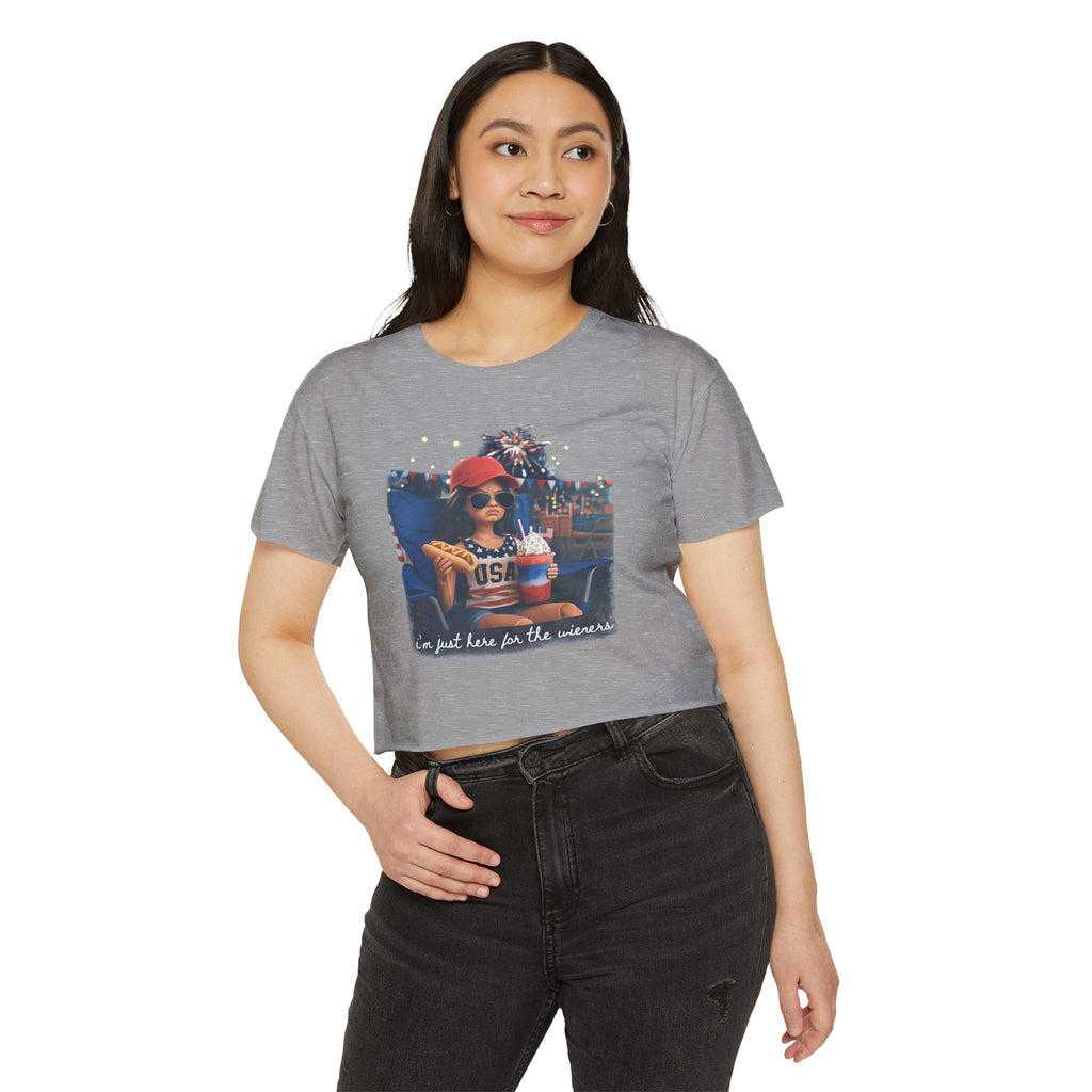 Festival Crop Top — 'I'm Just Here for the Wieners' USA Picnic Graphic