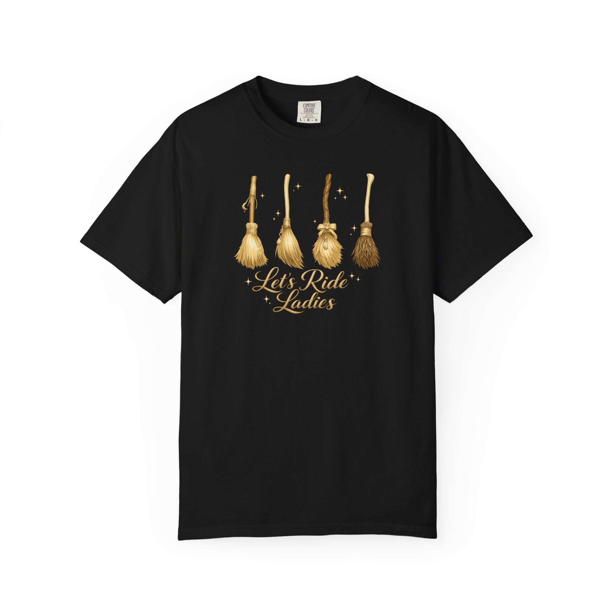 Let's Ride Ladies T-Shirt — Vintage Gold Riding Crop Equestrian Tee