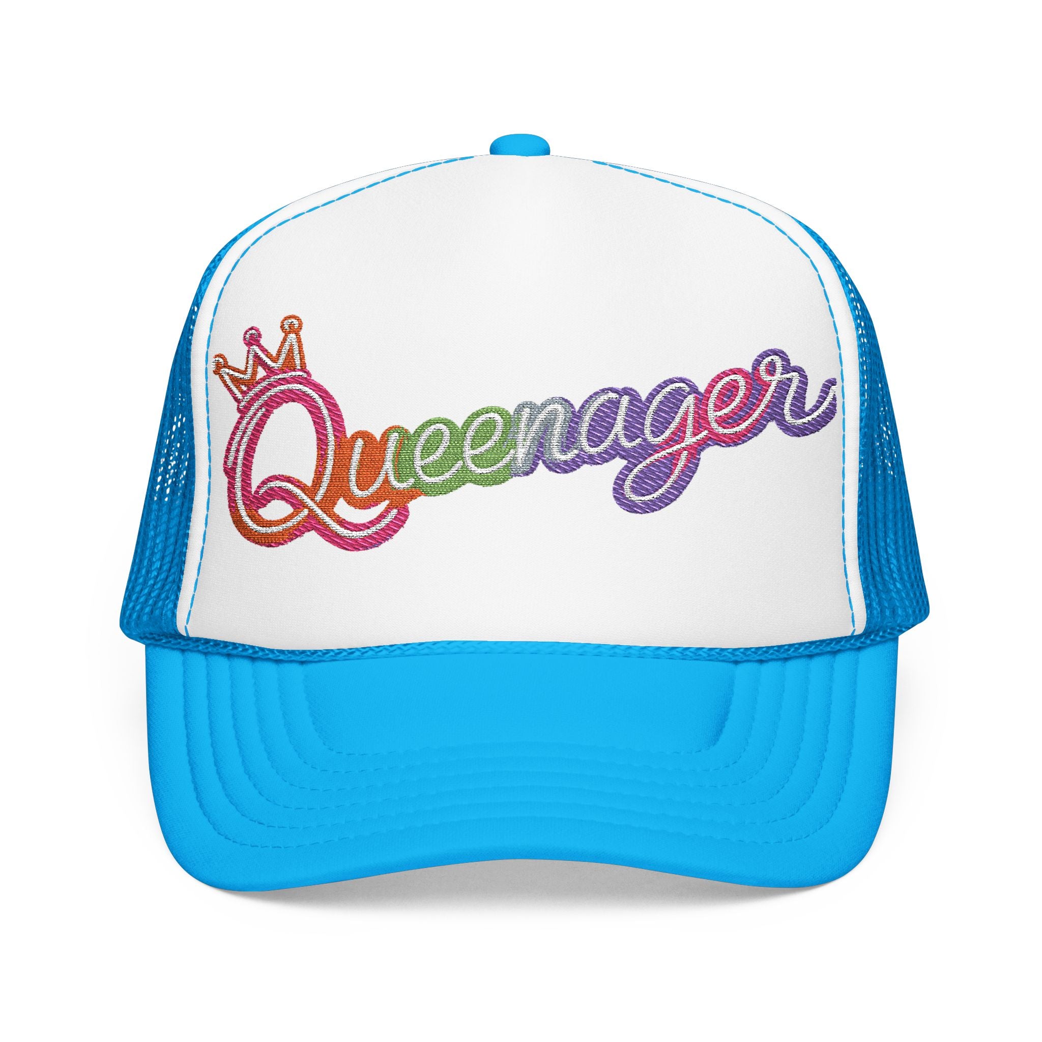 Queentager Trucker Hat — Glitter 'Queenager' Foam Mesh Cap