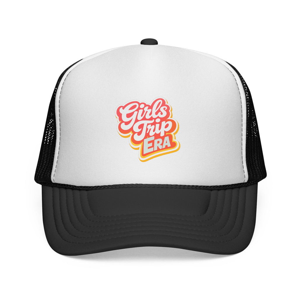 Girls Trip Era Trucker Cap — Retro Script Mesh Hat for Bachelorette & Travel