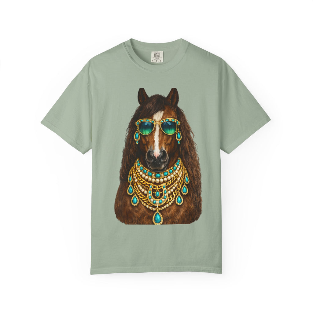Boho Horse Graphic T-Shirt with Turquoise Jewelry Design