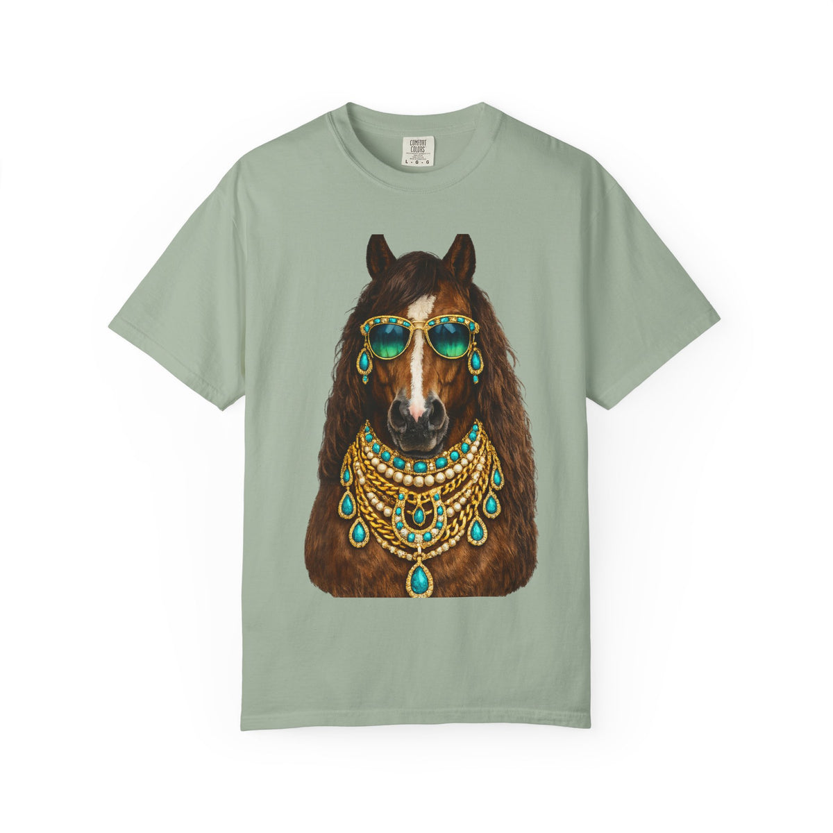 Boho Horse Graphic T-Shirt with Turquoise Jewelry Design