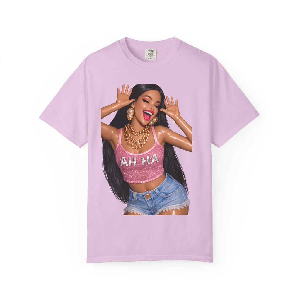 Graphic Tee — 'AH HA' Diva Illustration Crop Top Design