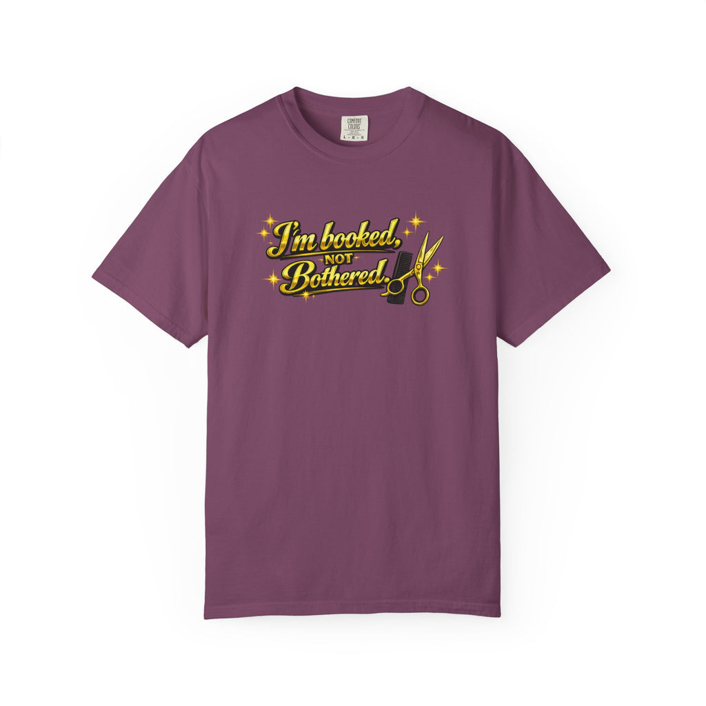 I'm Booked Not Bittered Barber T‑Shirt — Vintage Barber Scissors Design