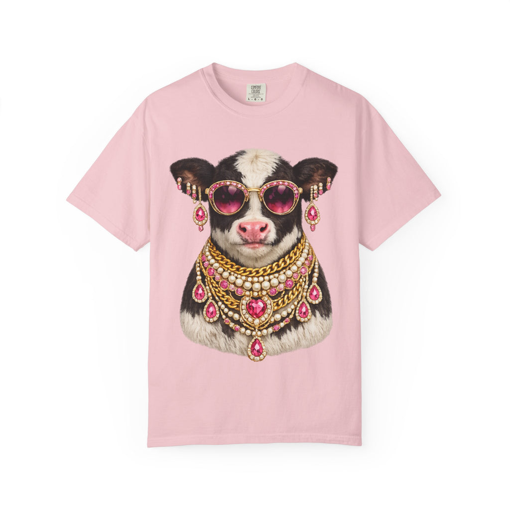 Cow Wearing Sunglasses and Jewelry Graphic T-Shirt