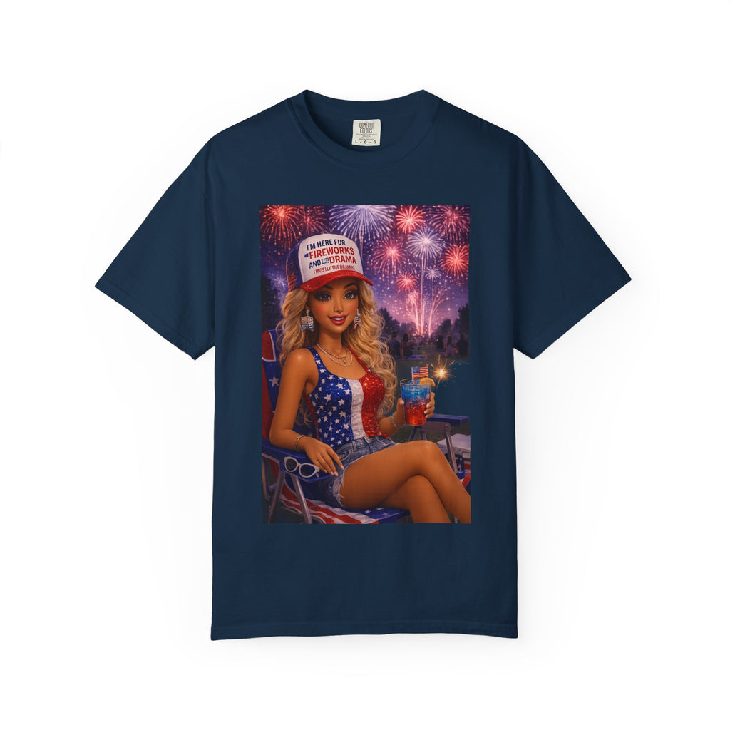 Patriotic Pin-Up Tee — "Make America Fun Again" Fireworks Fourth of July T-Shirt