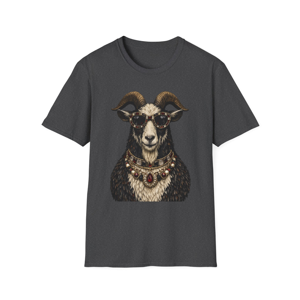 Regal Ram Portrait T-Shirt — Ornate Horned Goat Illustration Tee