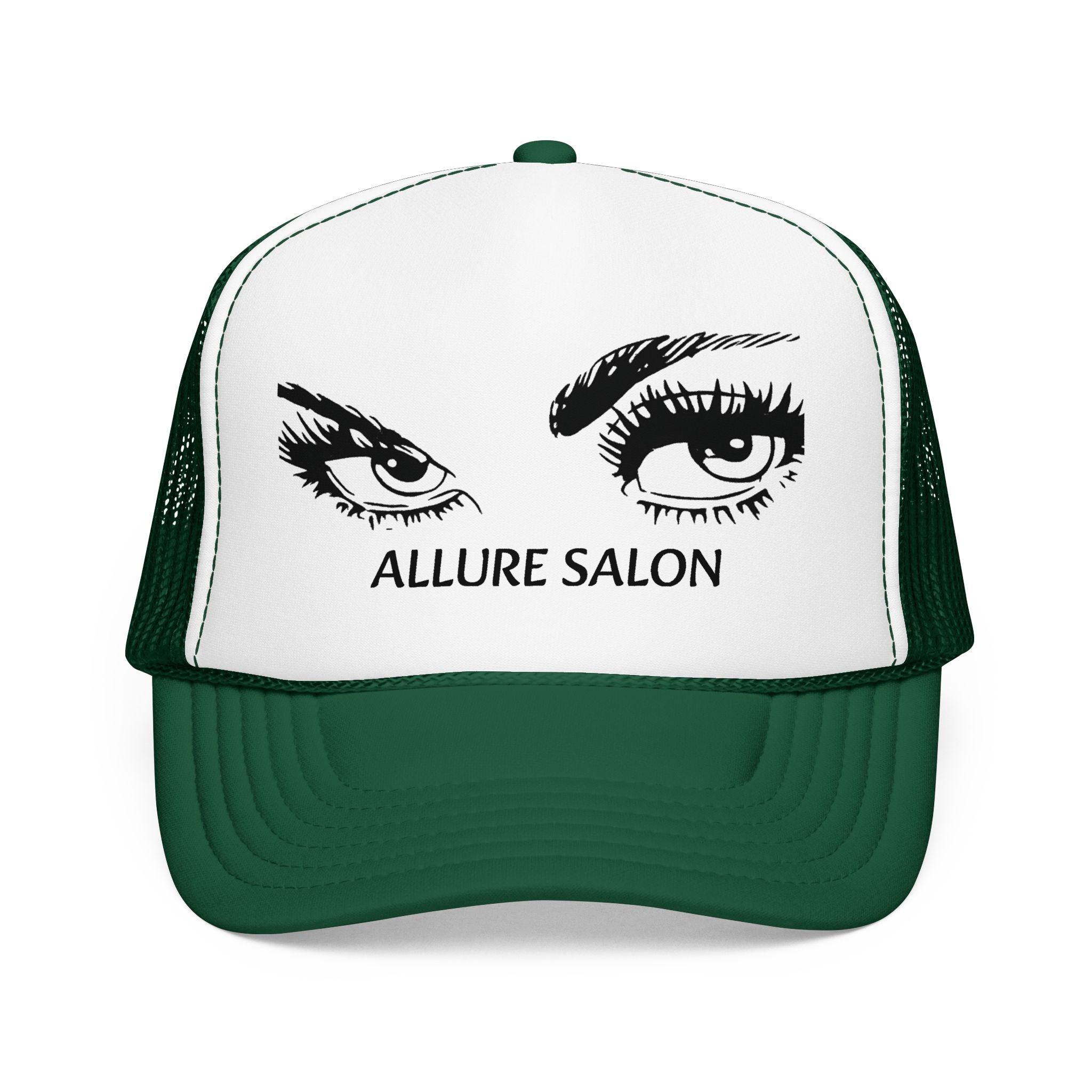 Allure Salon Trucker Hat — Embroidered Eye Logo Foam Cap