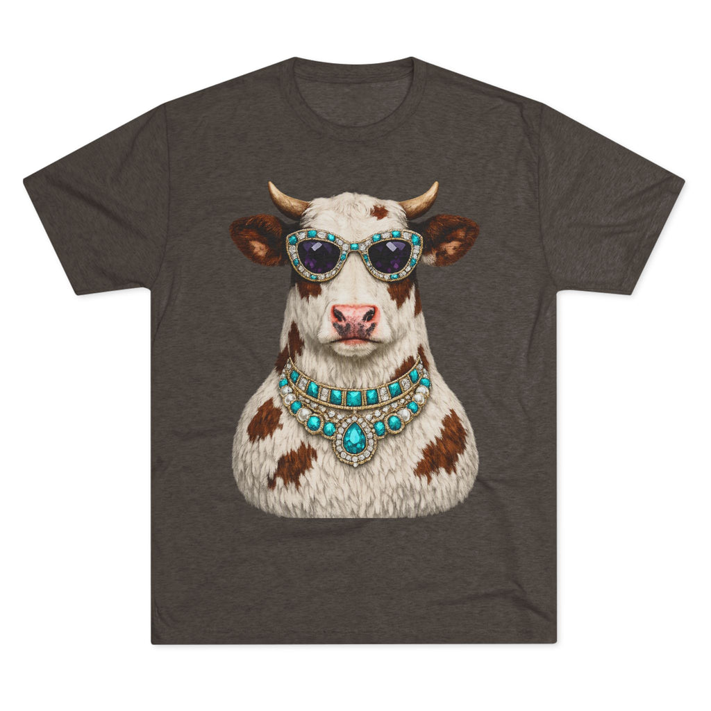 Cow with Sunglasses & Turquoise Necklace T-Shirt — Quirky Western Farm Animal Tee