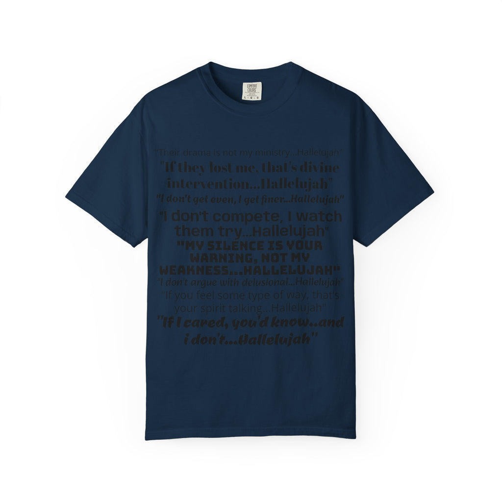 Petty Quote T-Shirt — "Hallelujah" Typography Tee with Back Logo