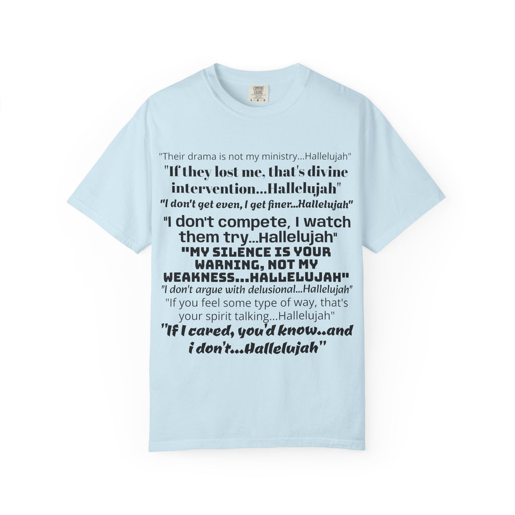Petty Quote T-Shirt — "Hallelujah" Typography Tee with Back Logo