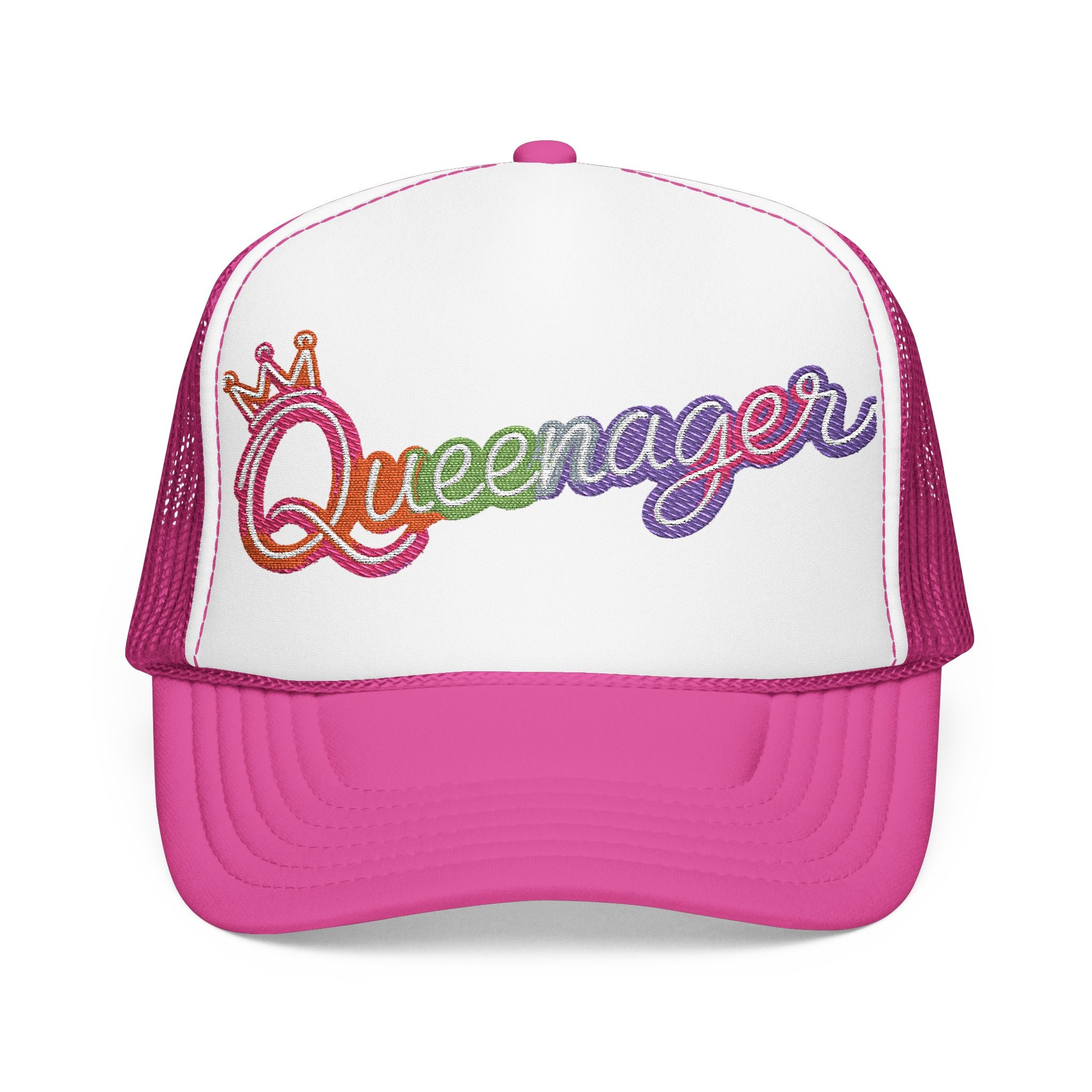 Queentager Trucker Hat — Glitter 'Queenager' Foam Mesh Cap