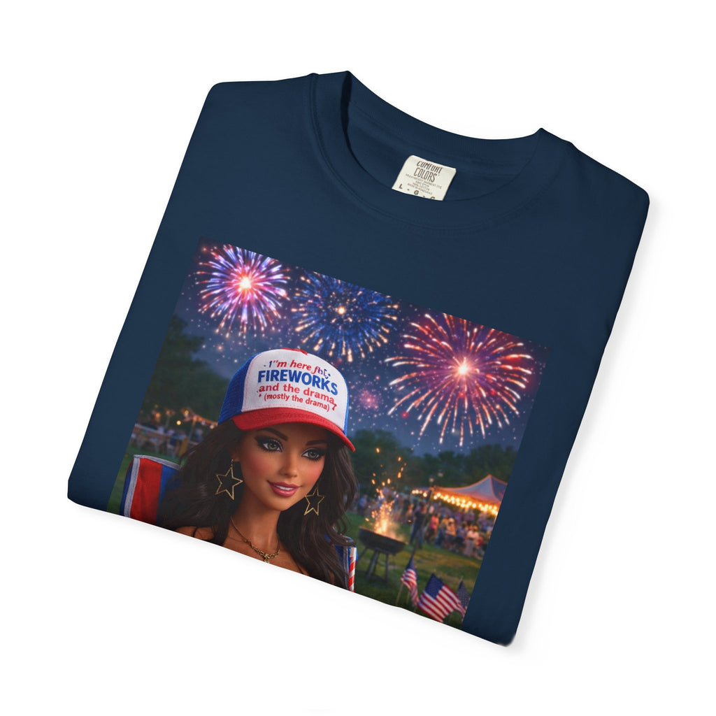 Independence Day Patriotic Graphic T-Shirt — 'Pretty Petty' Fireworks Design