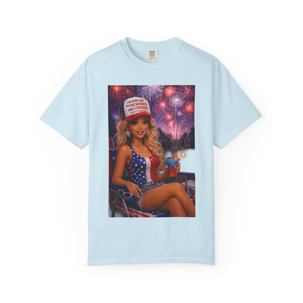 Patriotic Pin-Up Tee — "Make America Fun Again" Fireworks Fourth of July T-Shirt