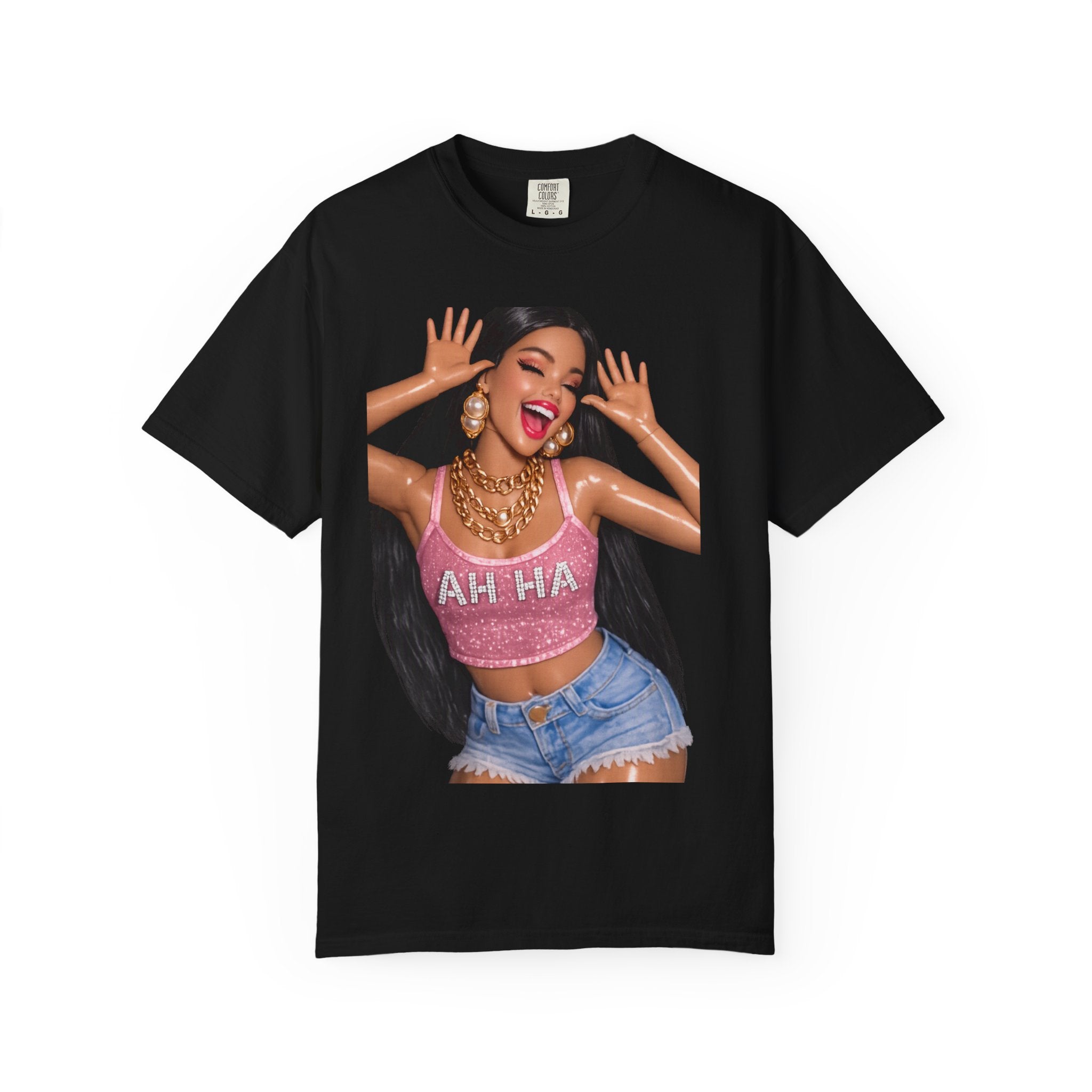 Graphic Tee — 'AH HA' Diva Illustration Crop Top Design