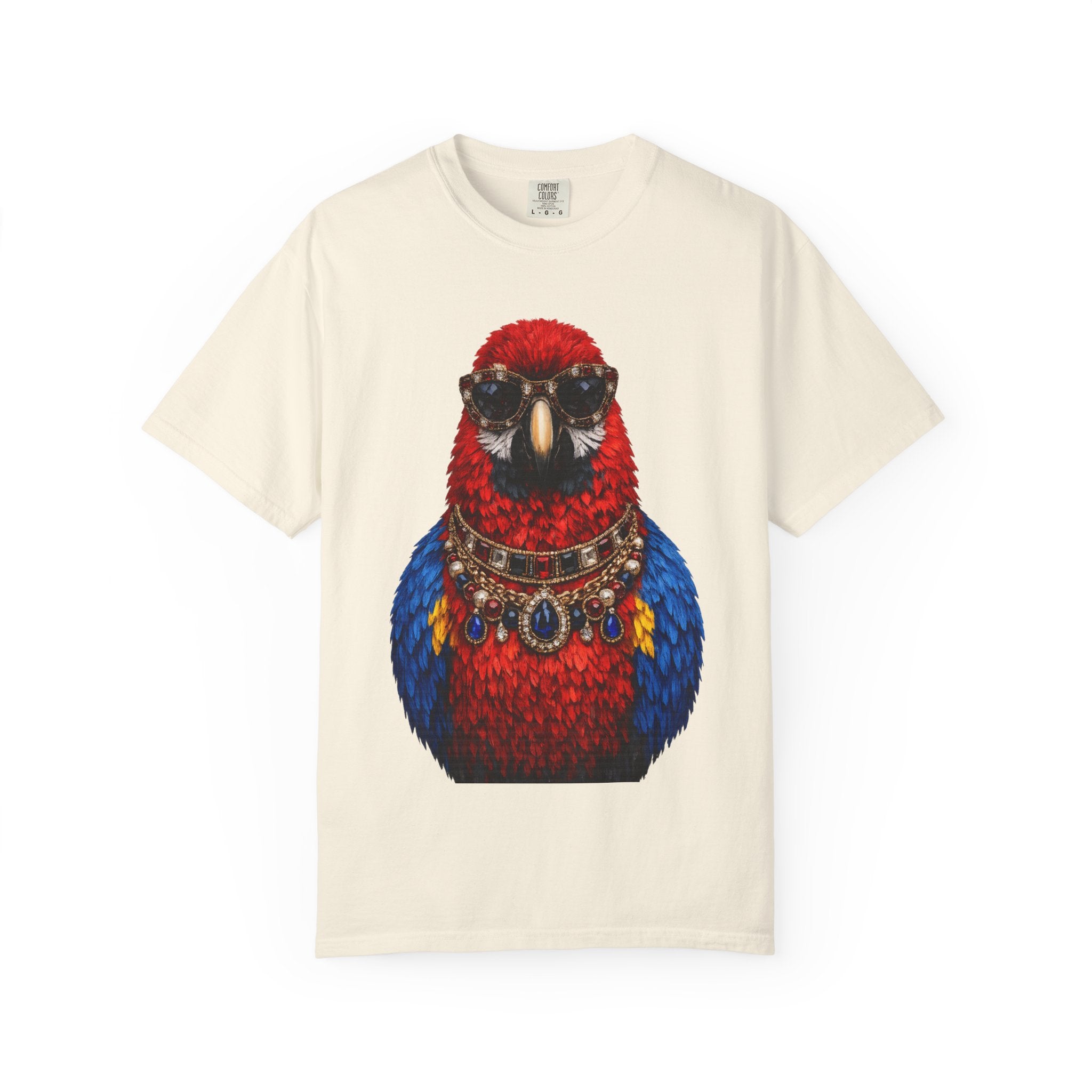 Parrot Portrait T-Shirt — Regal Red & Blue Parrot Graphic Tee