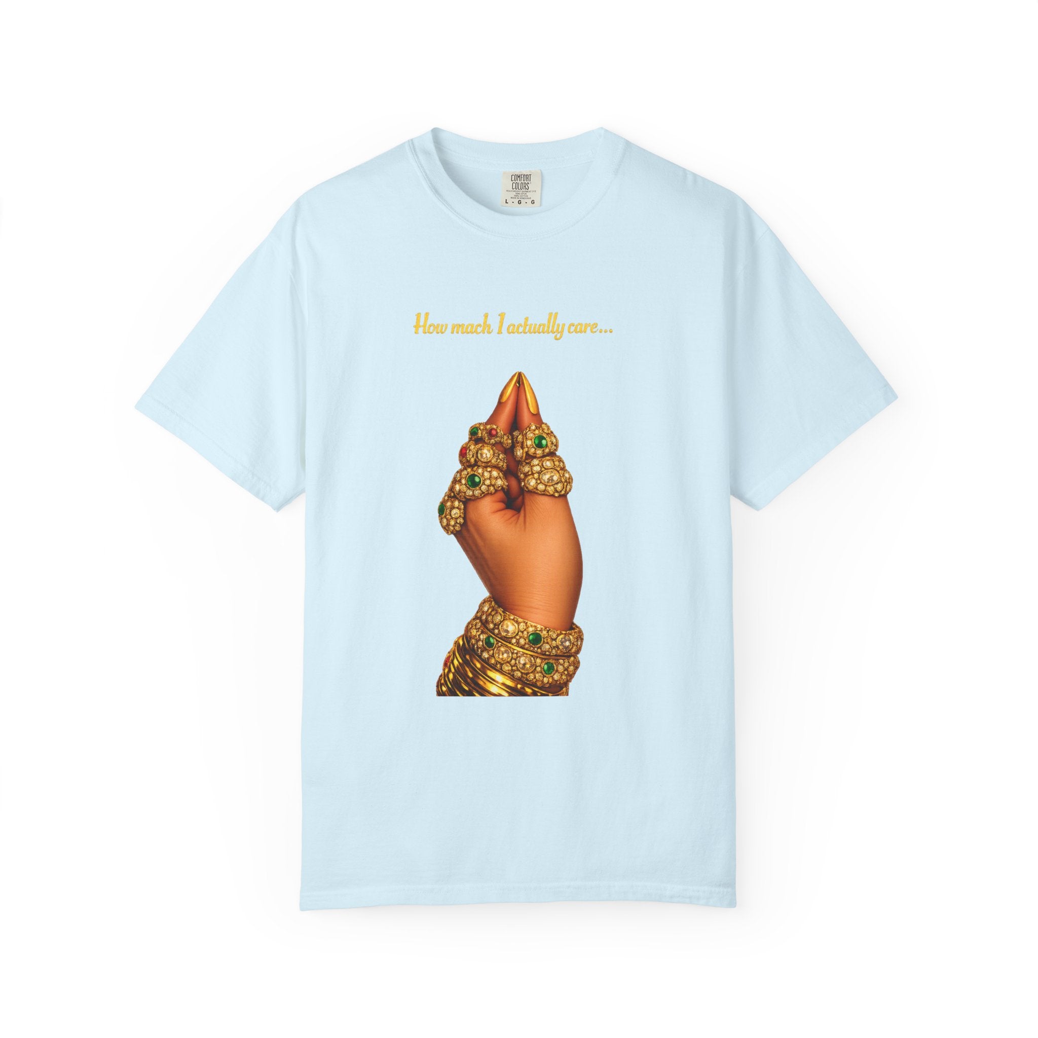 Hand Gesture T-Shirt — "How Much I Loveth You" Gold Jewels Graphic
