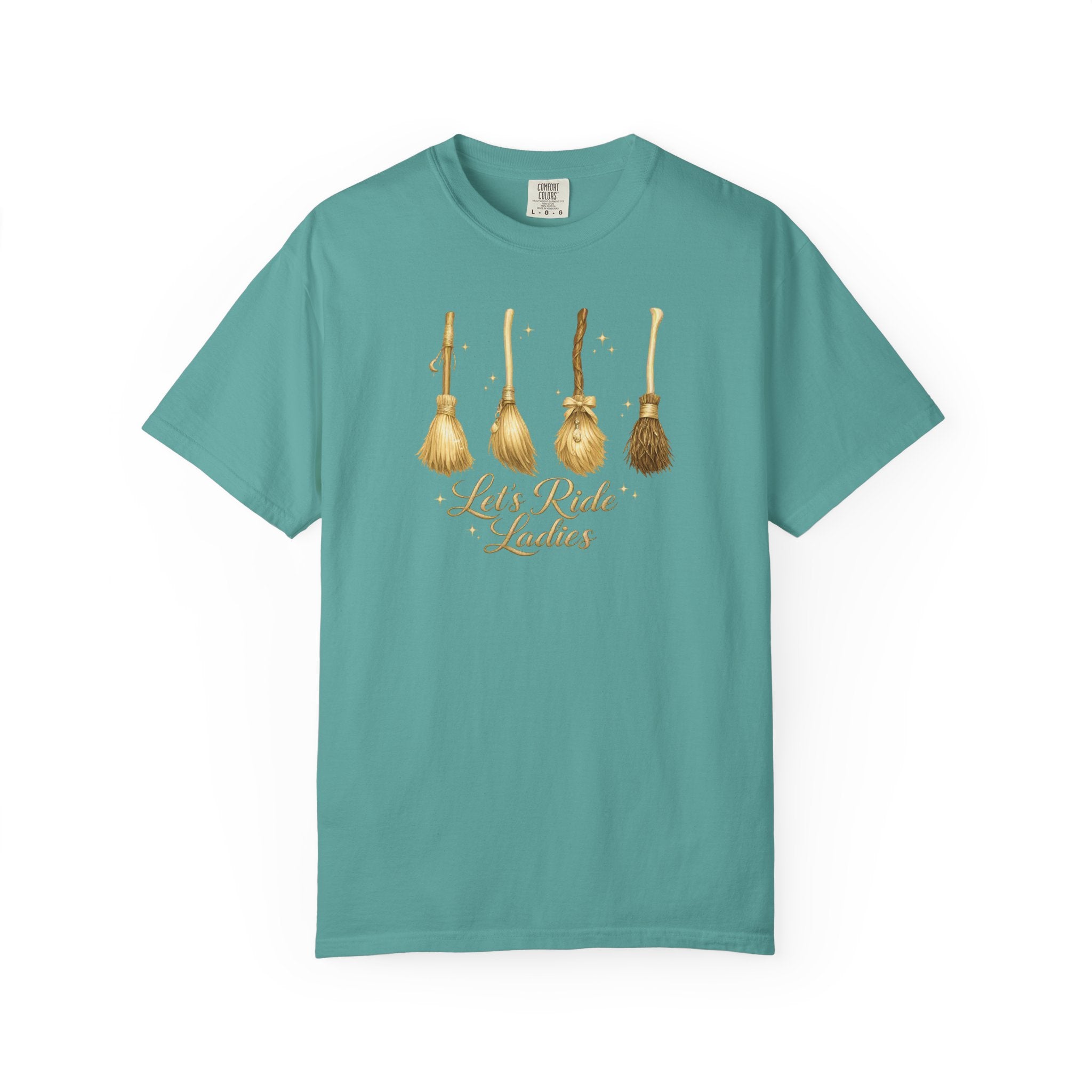Let's Ride Ladies T-Shirt — Vintage Gold Riding Crop Equestrian Tee