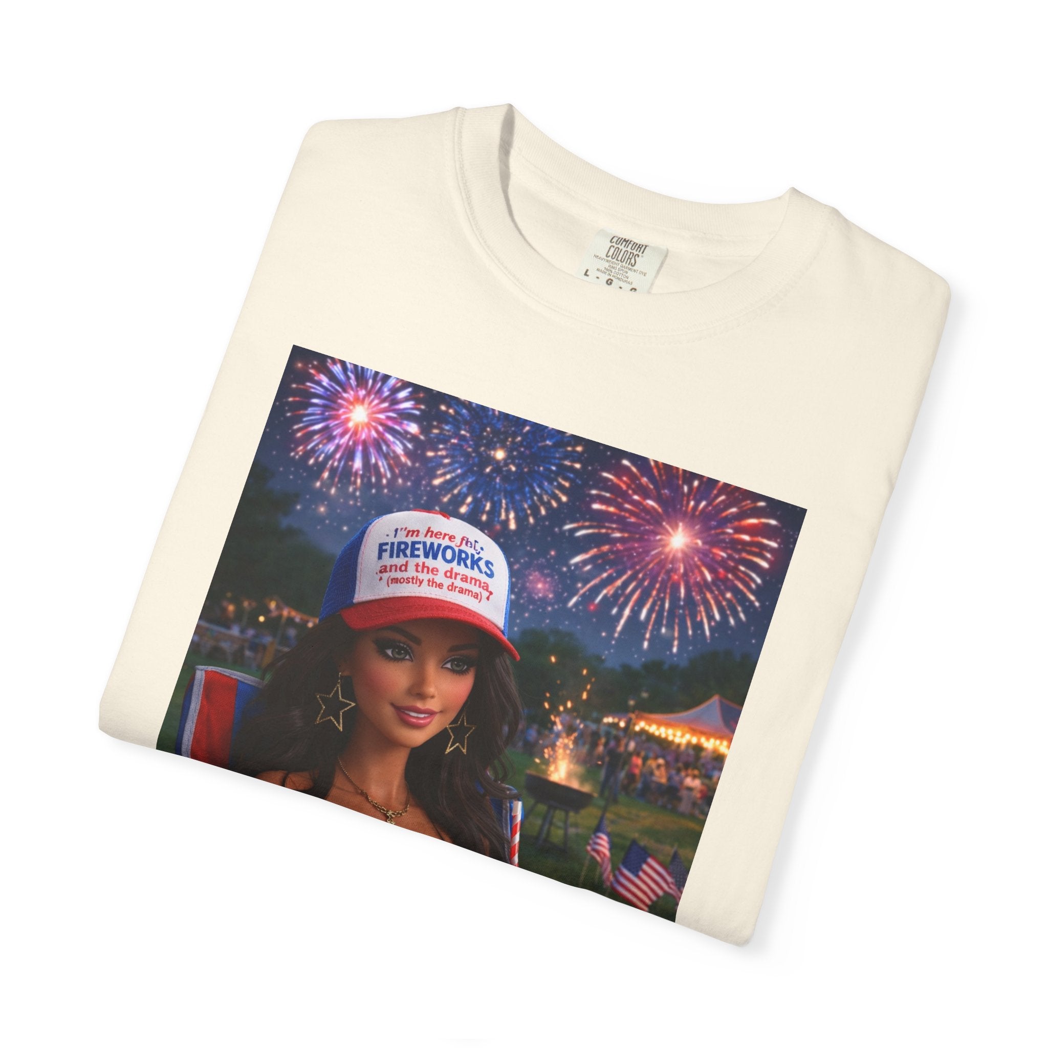 Independence Day Patriotic Graphic T-Shirt — 'Pretty Petty' Fireworks Design