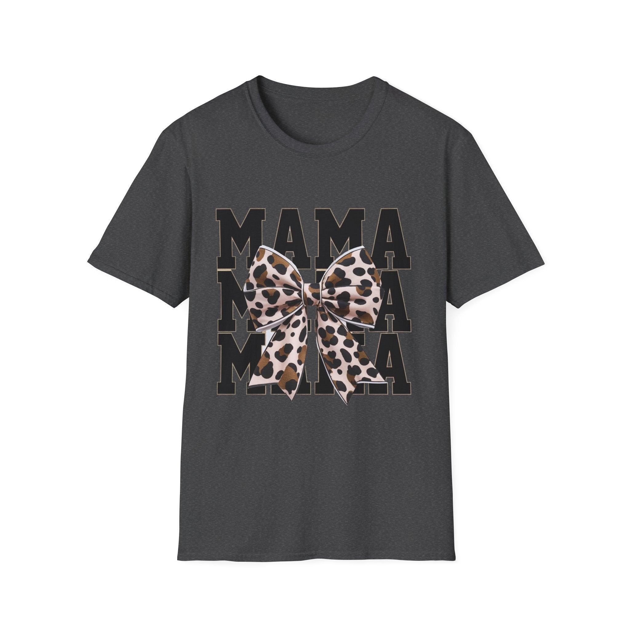 Mama Leopard Bow T-Shirt — Graphic Mama Tee for Moms, Mother's Day Gift