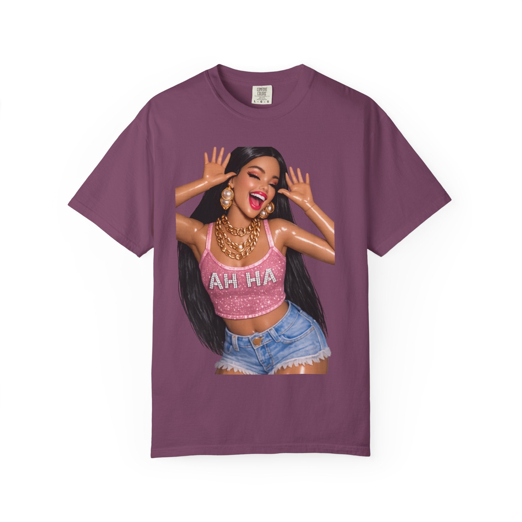 Graphic Tee — 'AH HA' Diva Illustration Crop Top Design