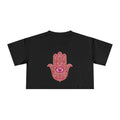 Women's Hamsa Hand Crop Tee – Pink Evil Eye Protection